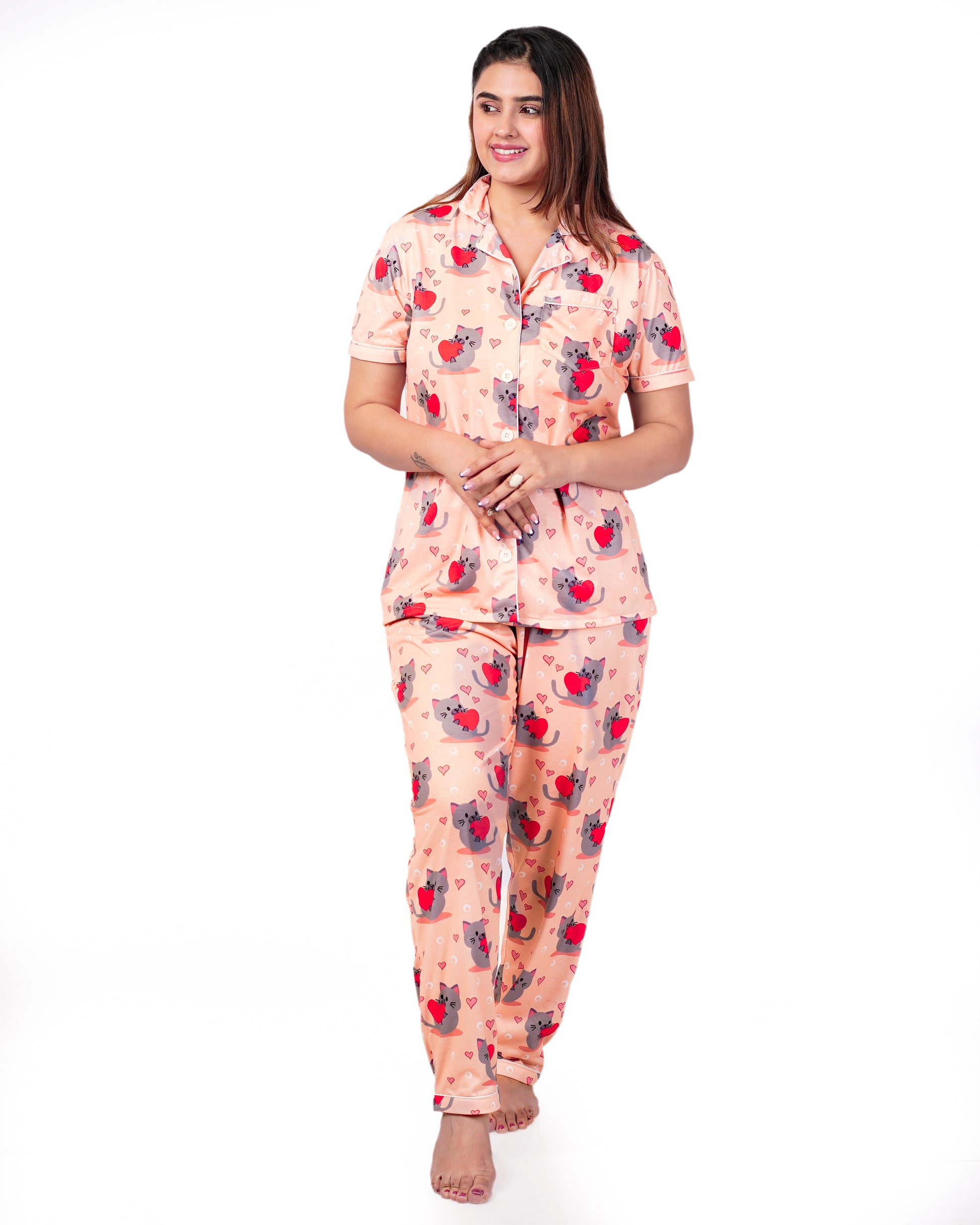 Love Kitty Nightsuit Set | Women