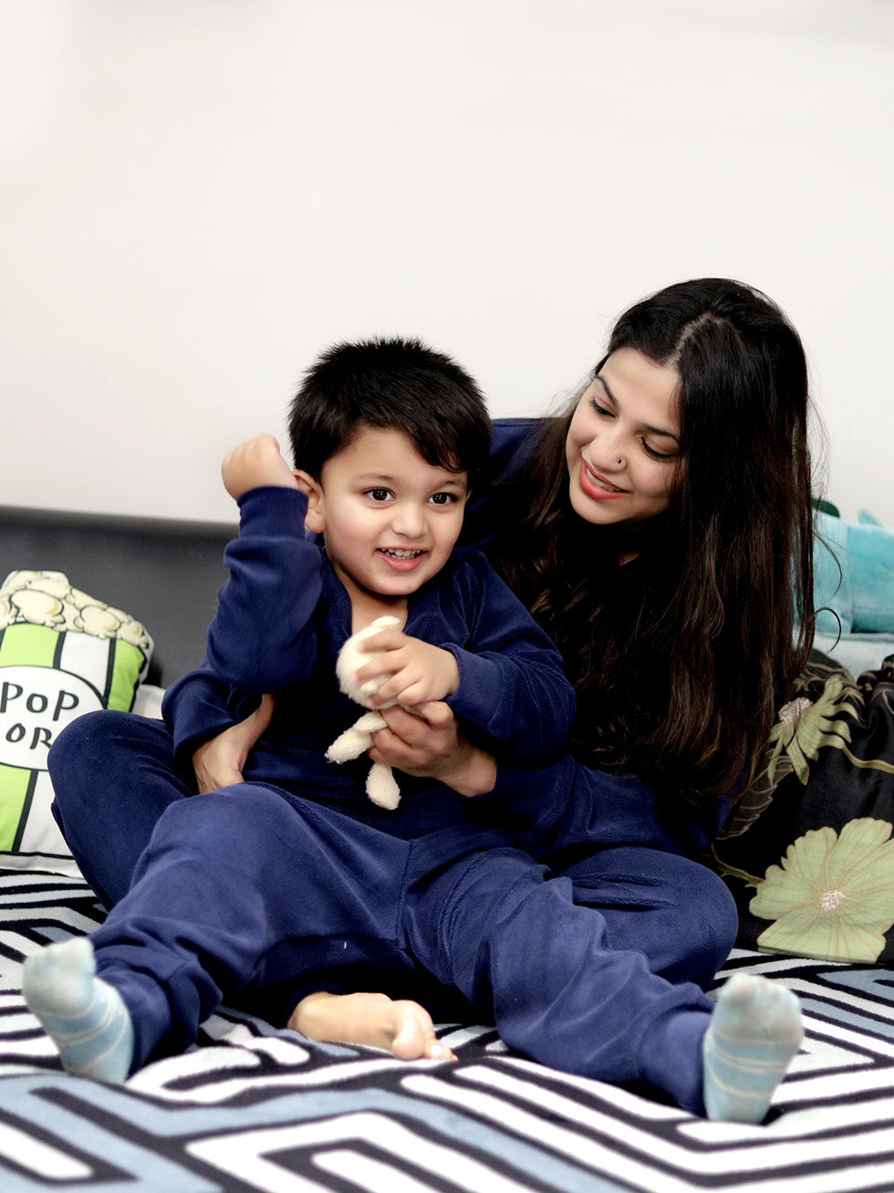 Blue Supersoft Velvet Lounge Wear Set BabyAmour
