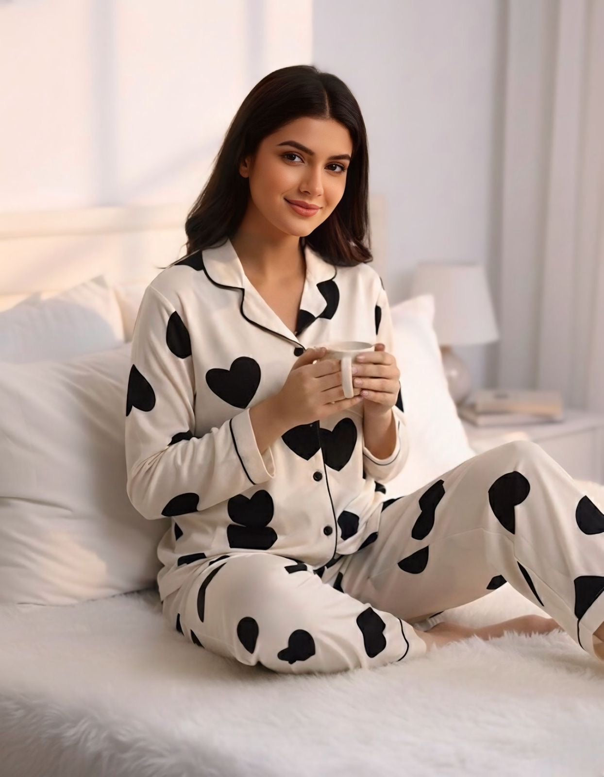 Mystic Hearts Nightsuit Set |Full Sleeves