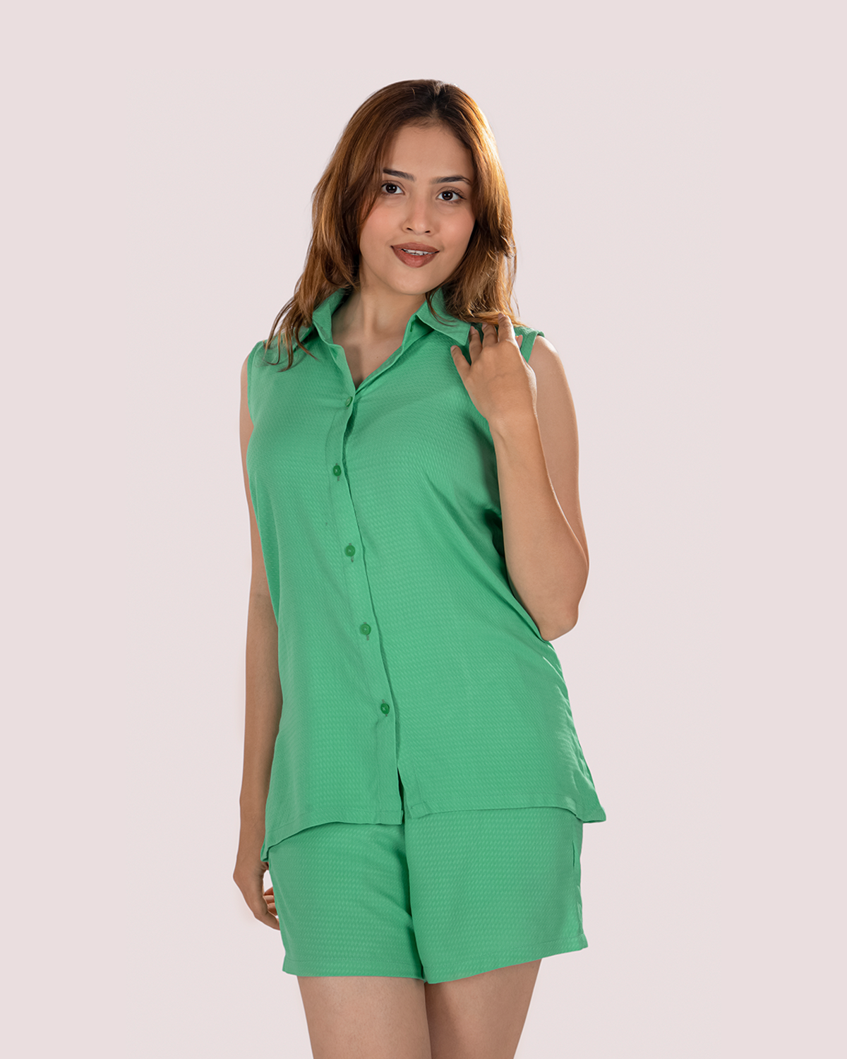 Green Shorts Set | Women