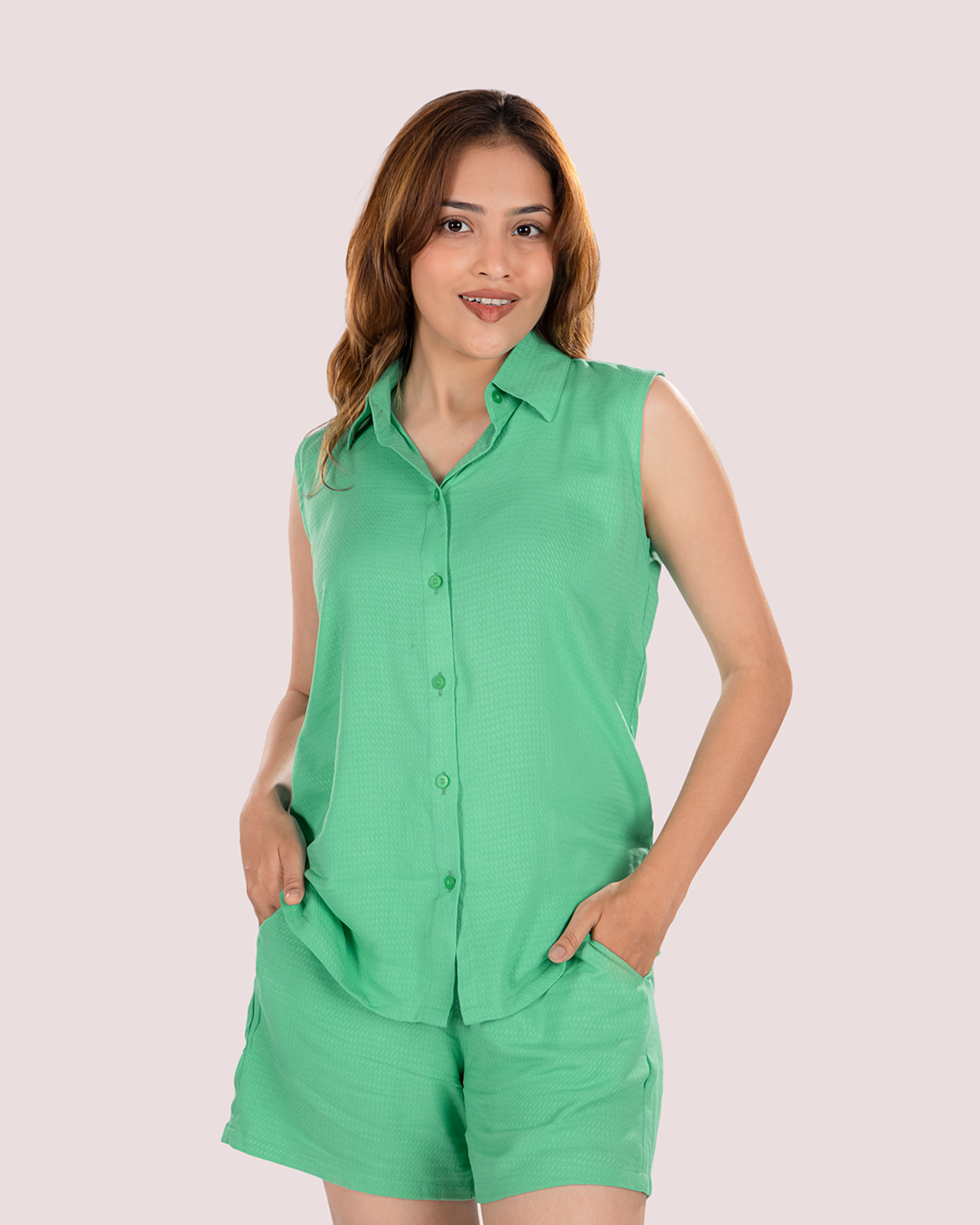 Green Shorts Set | Women