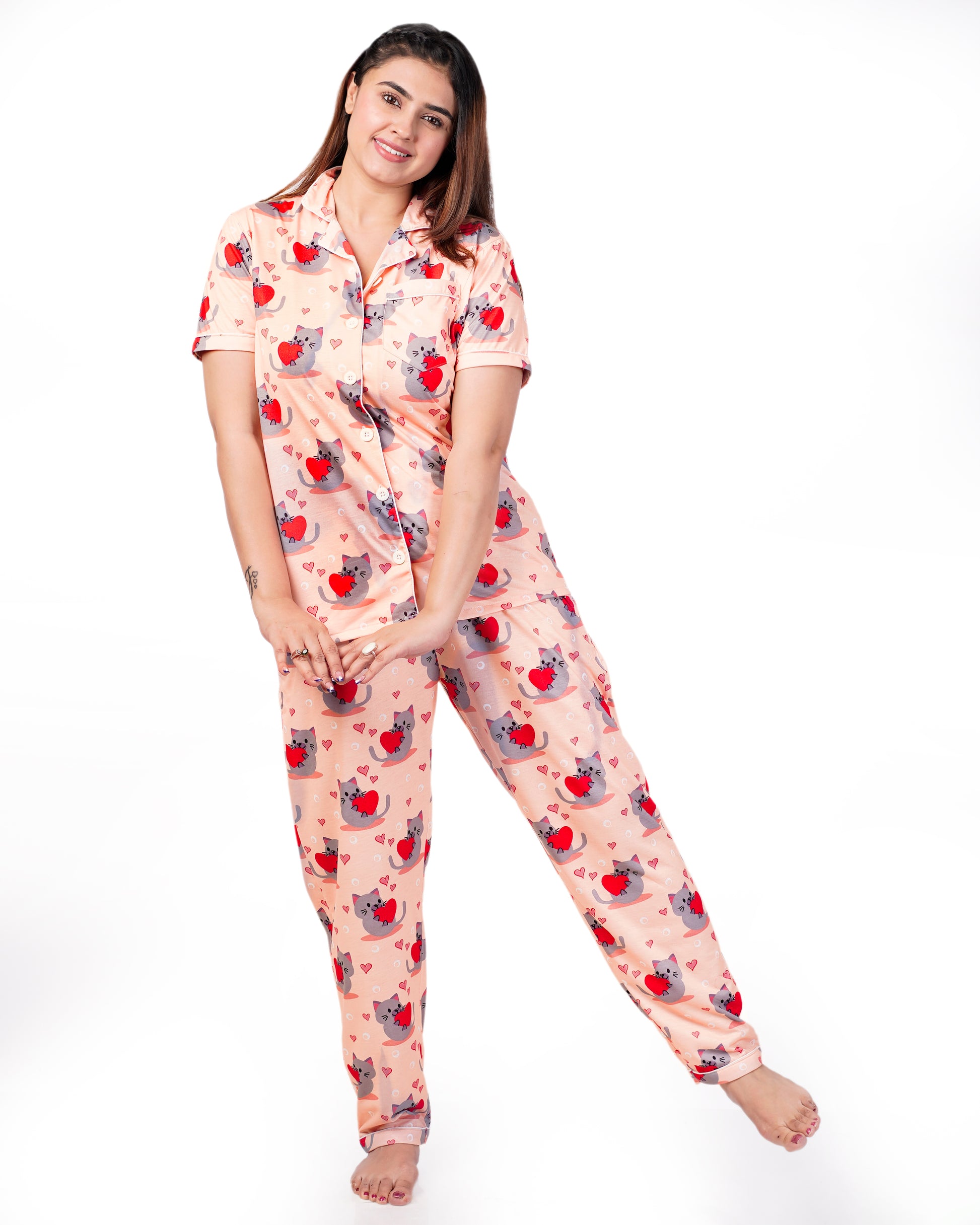 Love Kitty Nightsuit Set | Women
