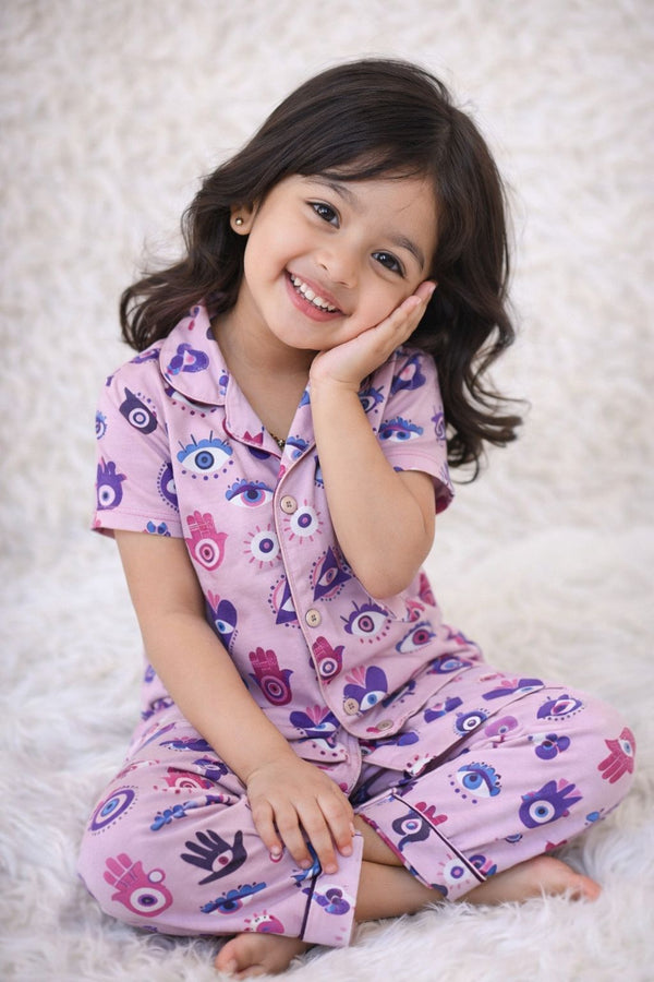 Evil Eye Nightsuit Set | Half Sleeves