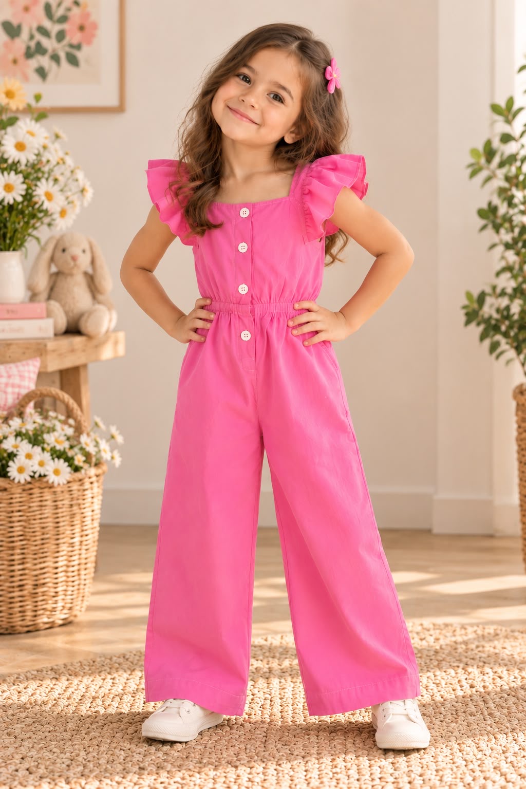 100% Cotton Pink Jumpsuit