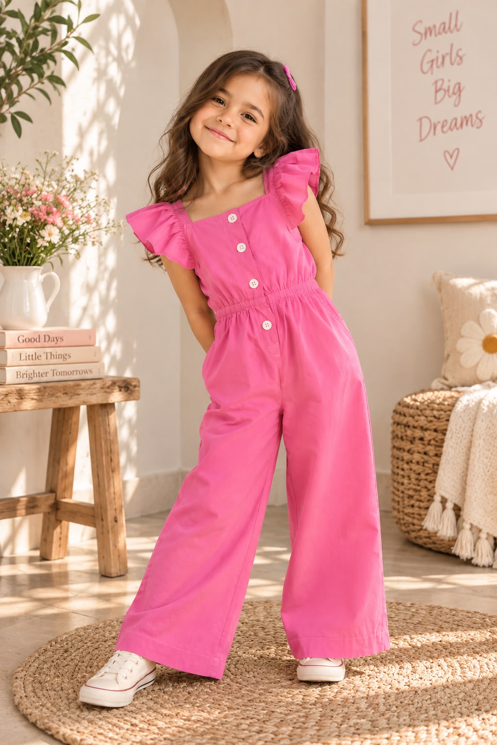 100% Cotton Pink Jumpsuit