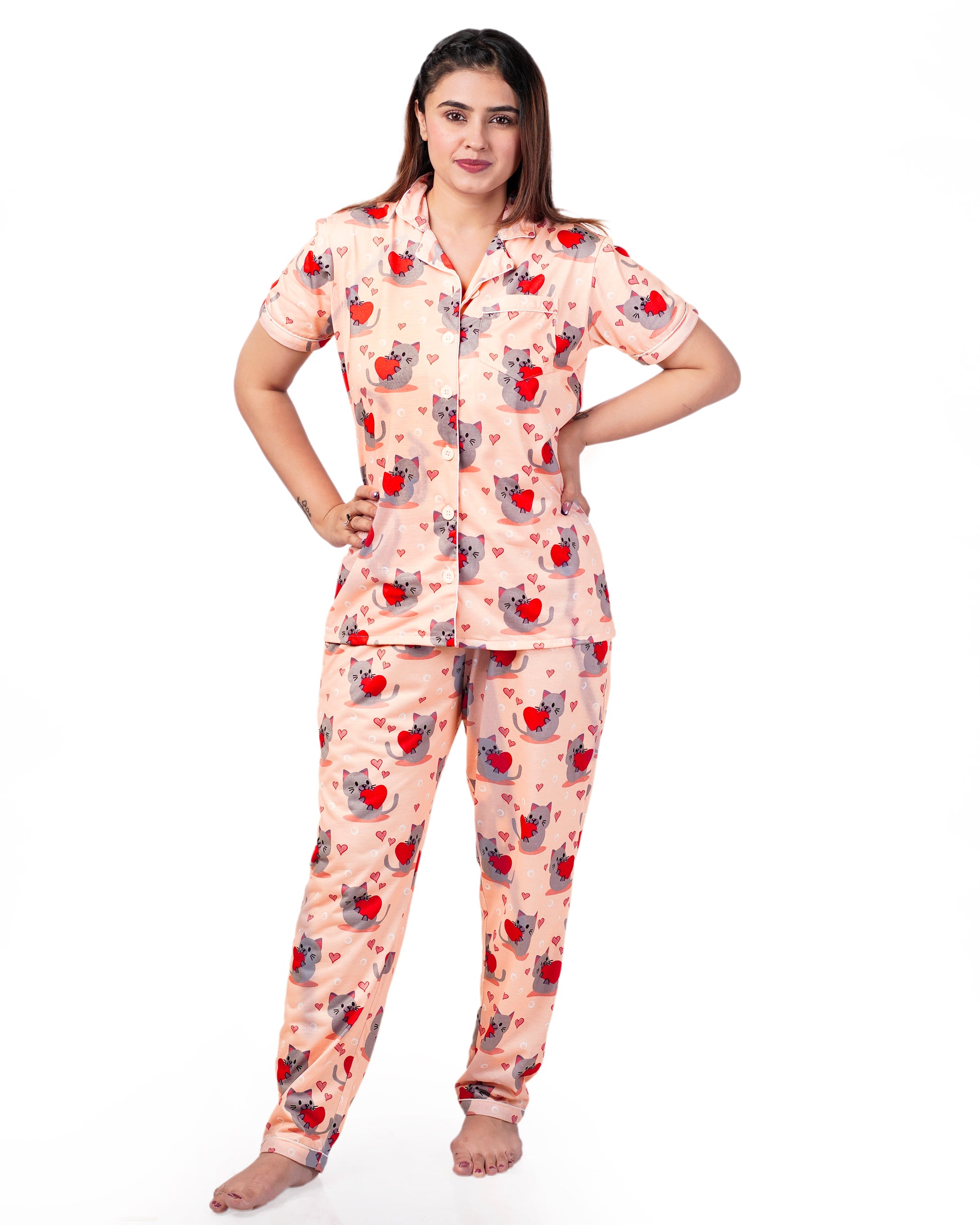 Love Kitty Nightsuit Set | Women