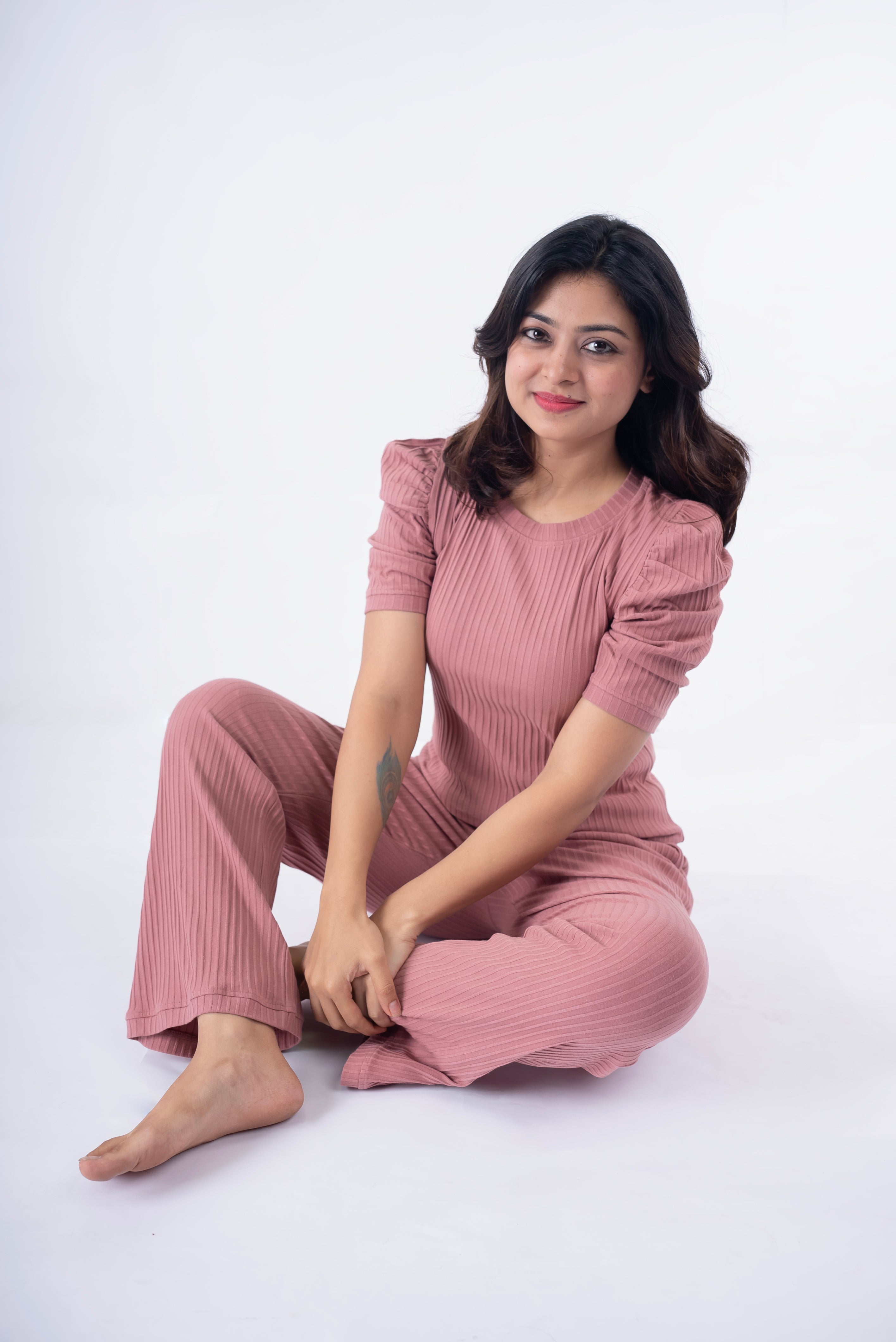 Peach 100% Cotton Ribbed Set | Women My Store
