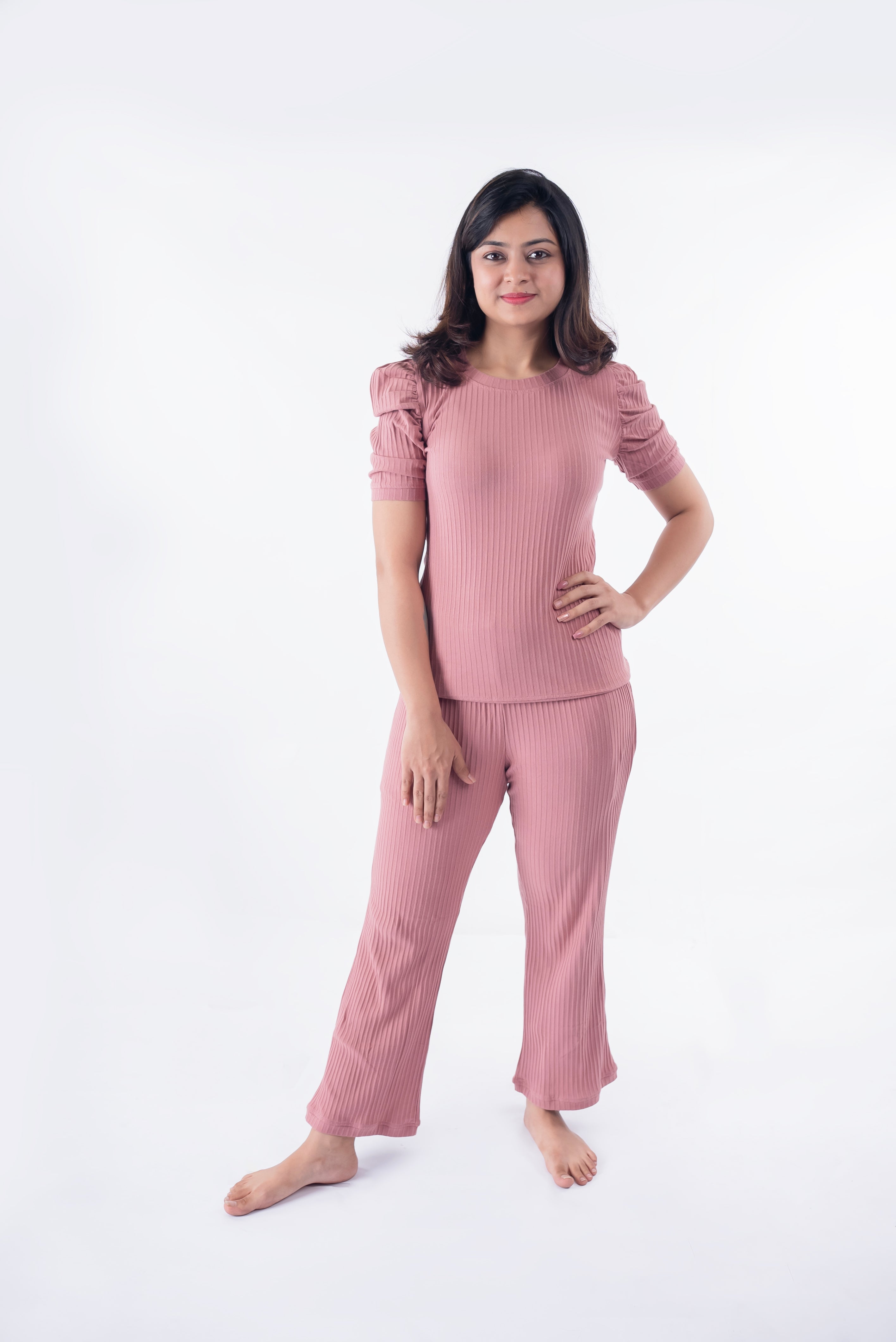 Peach 100% Cotton Ribbed Set | Women My Store