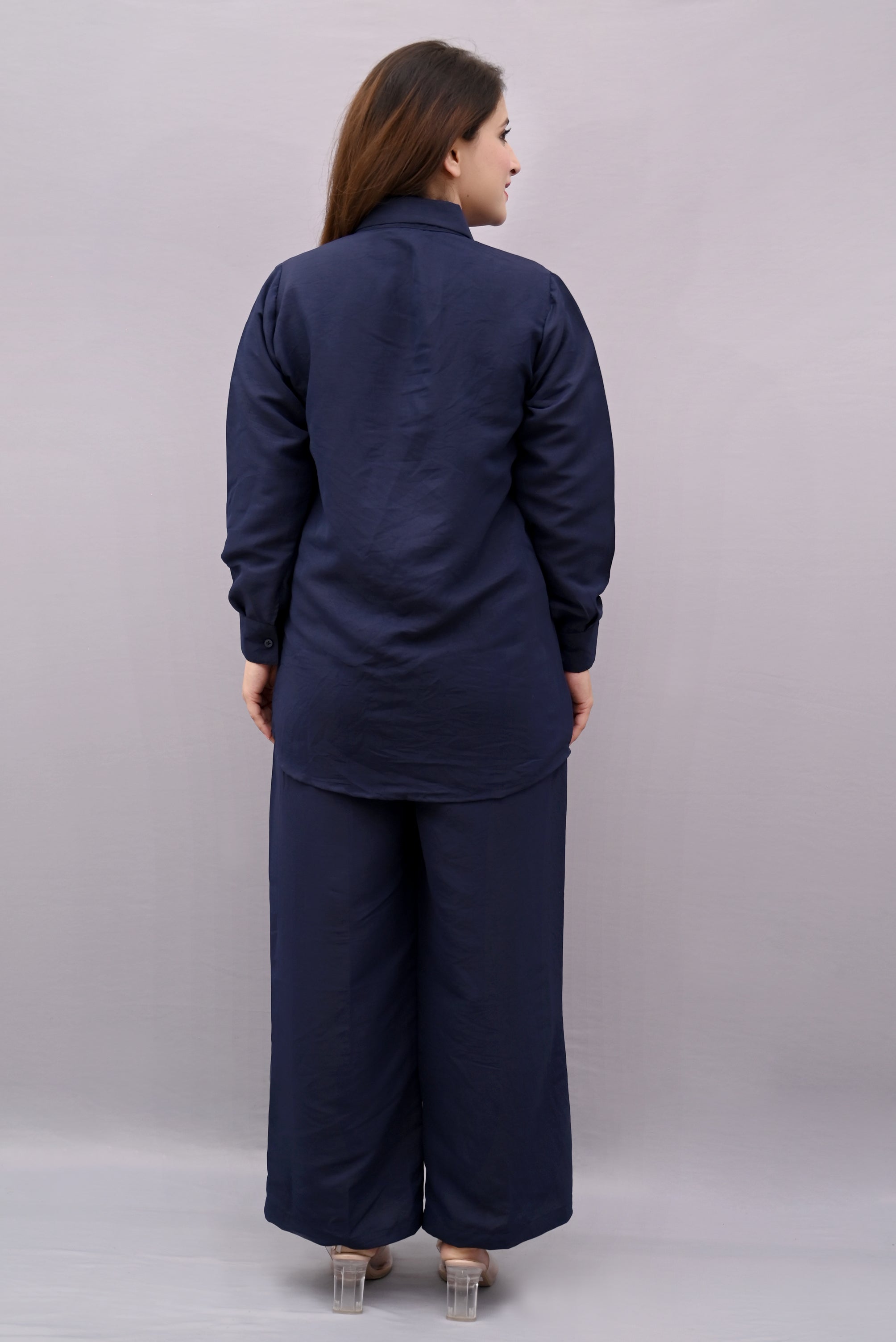 Navy Blue Solid Co-ord Set | Women BabyAmour