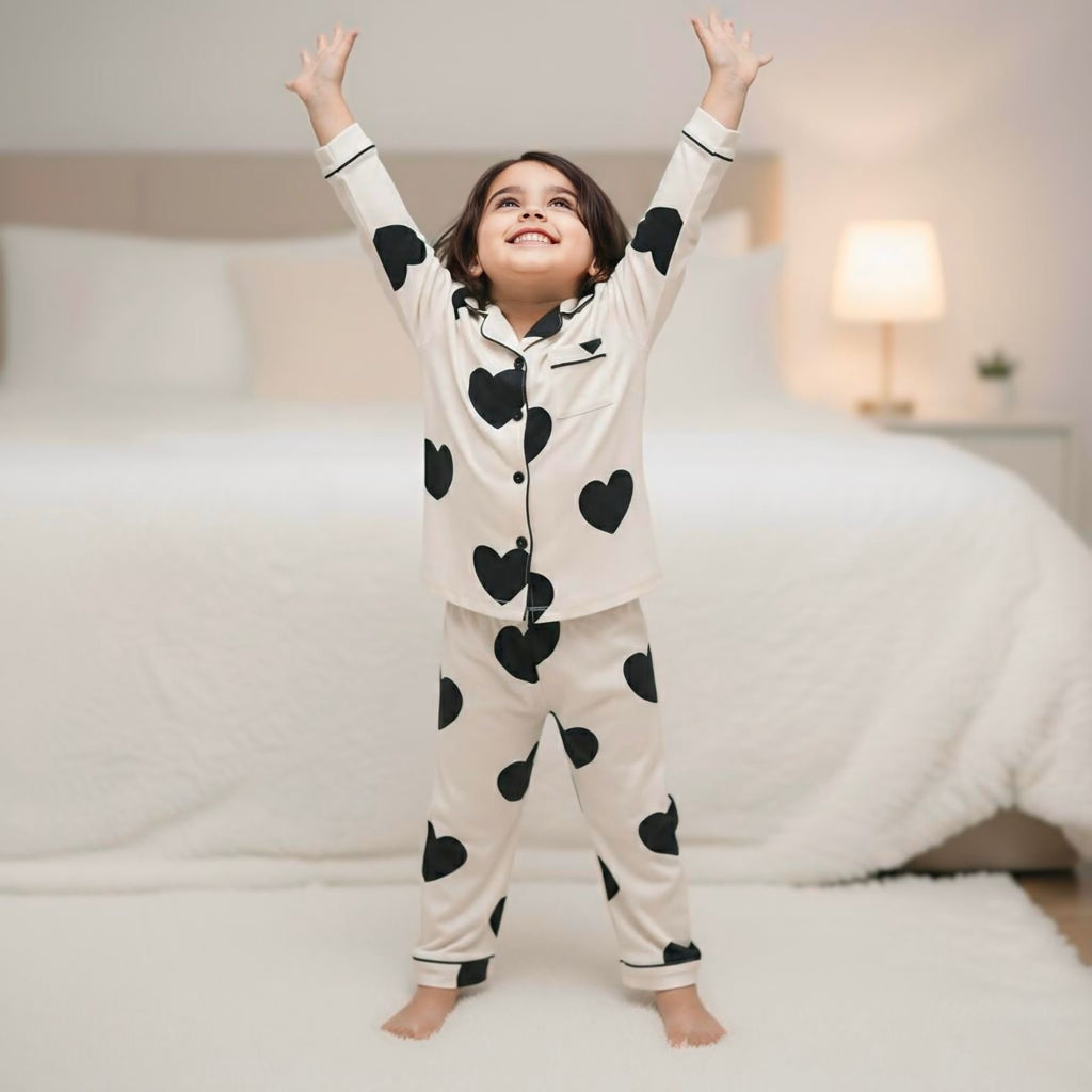 Mystic Hearts Nightsuit Set |Full Sleeves