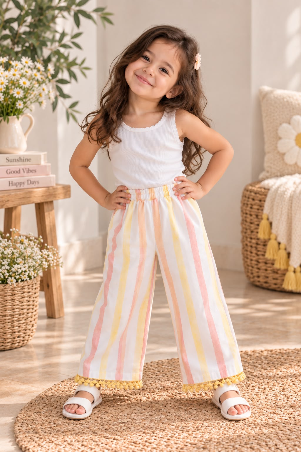 Yellow and Peach Striped Pants | Babies and Kids
