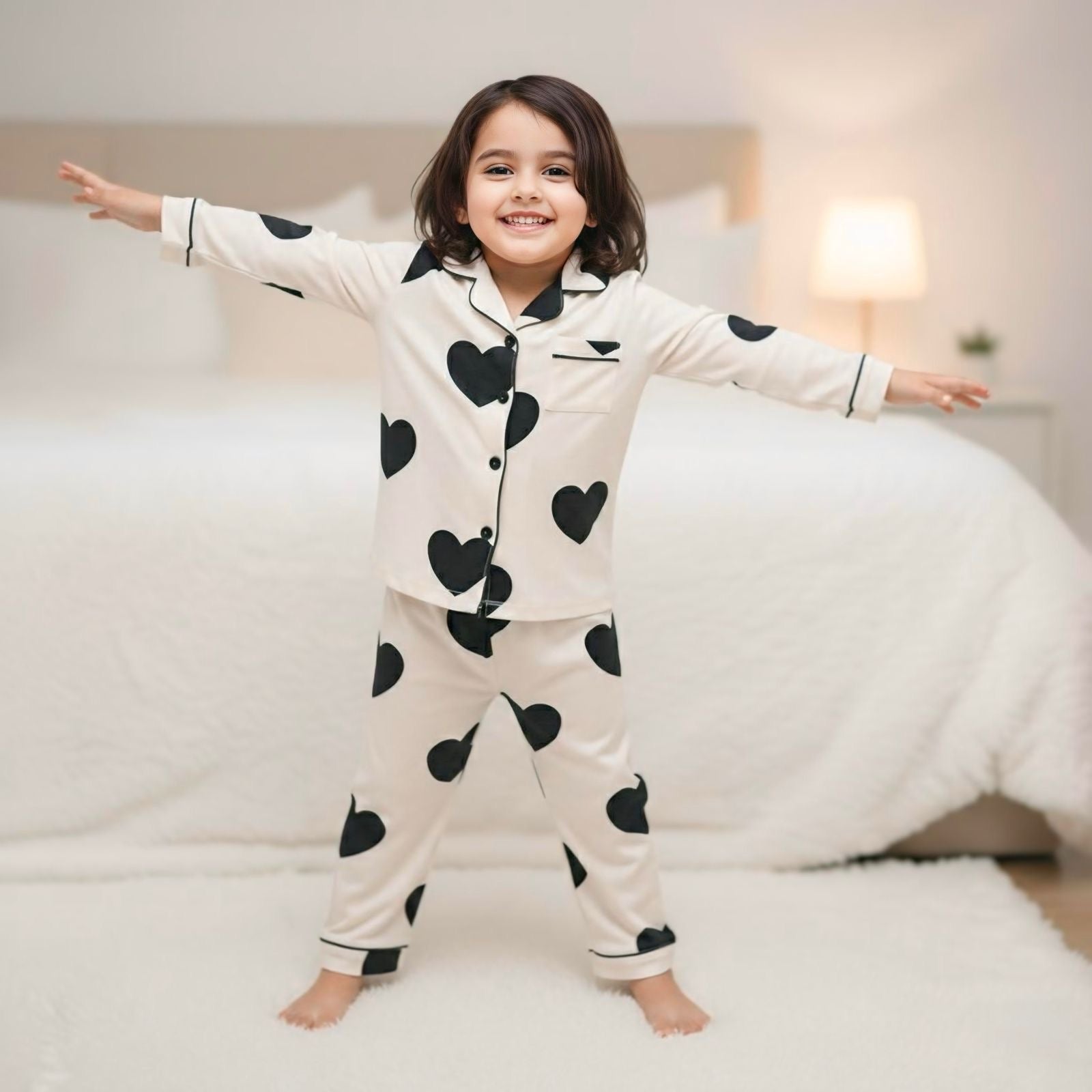 Mystic Hearts Nightsuit Set |Full Sleeves