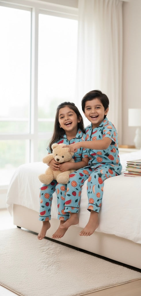 Fruity Delight Nightsuit Set |100% Cotton| Half Sleeves