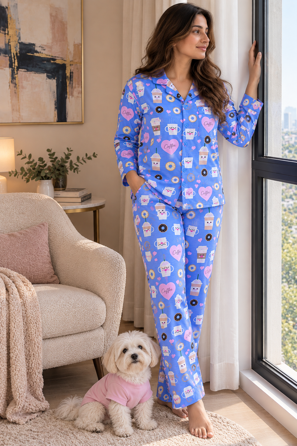 Brewtiful Morning Full Sleeves Nightsuit Set | Women