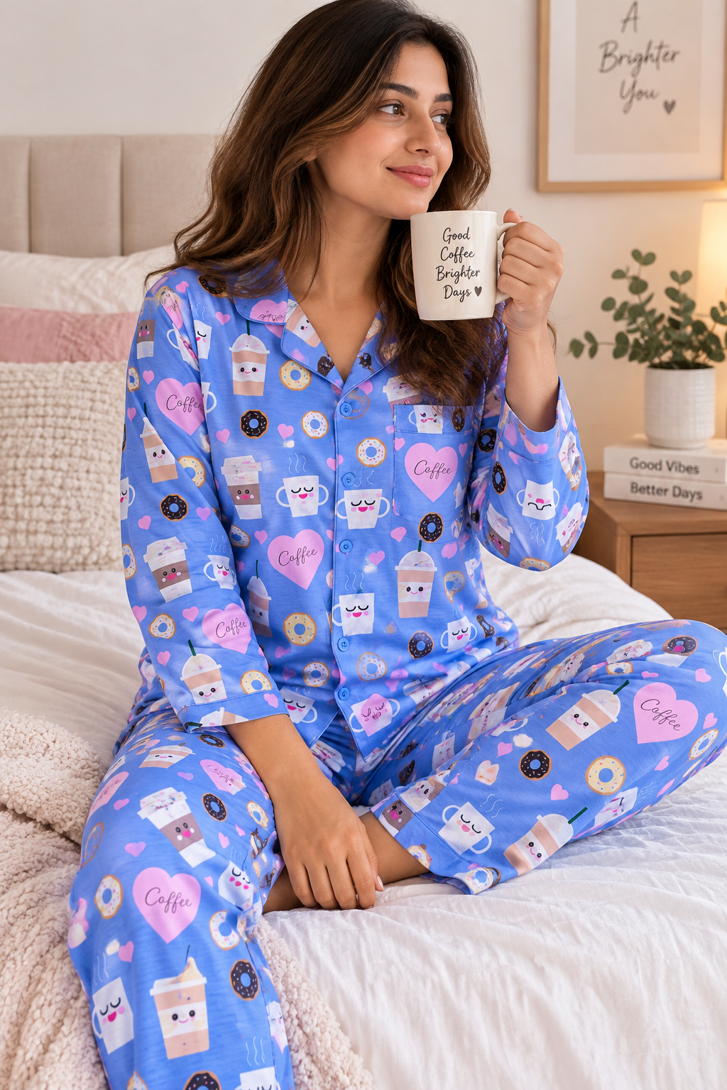 Brewtiful Morning Full Sleeves Nightsuit Set | Women