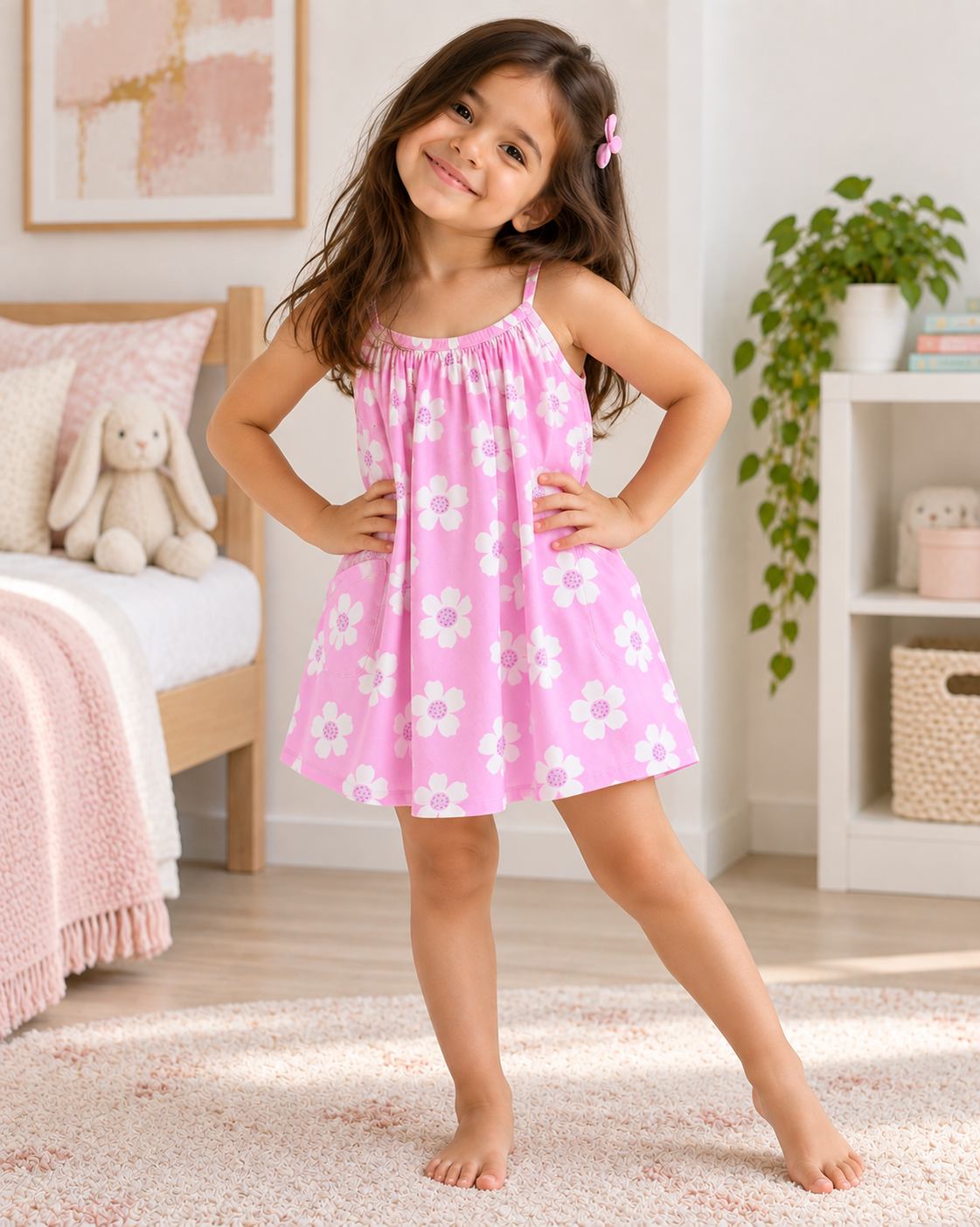 100% Cotton Pink Floral Dress | Babies and Kids