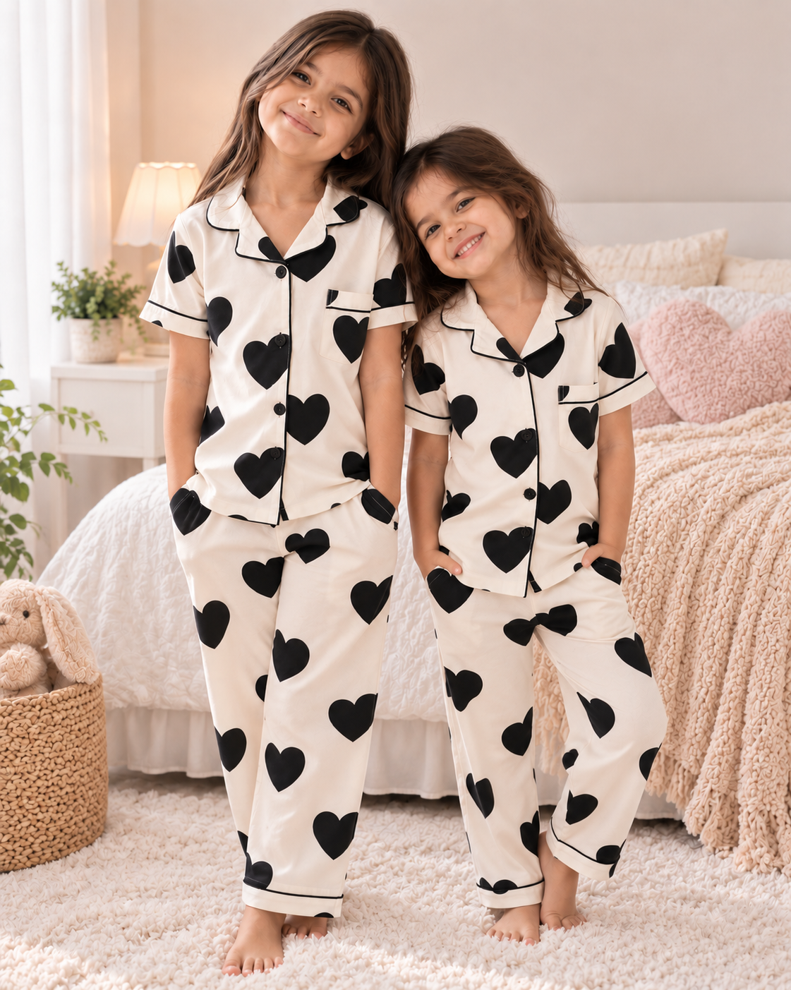 Mystic Hearts Nightsuit Set | Half Sleeves