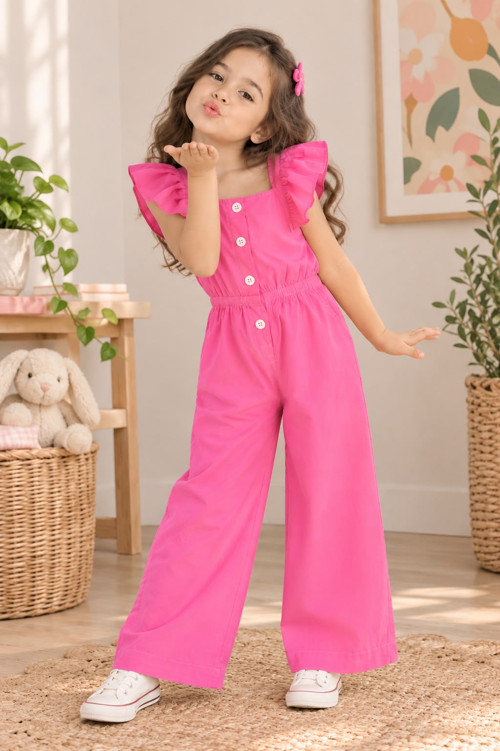 100% Cotton Pink Jumpsuit