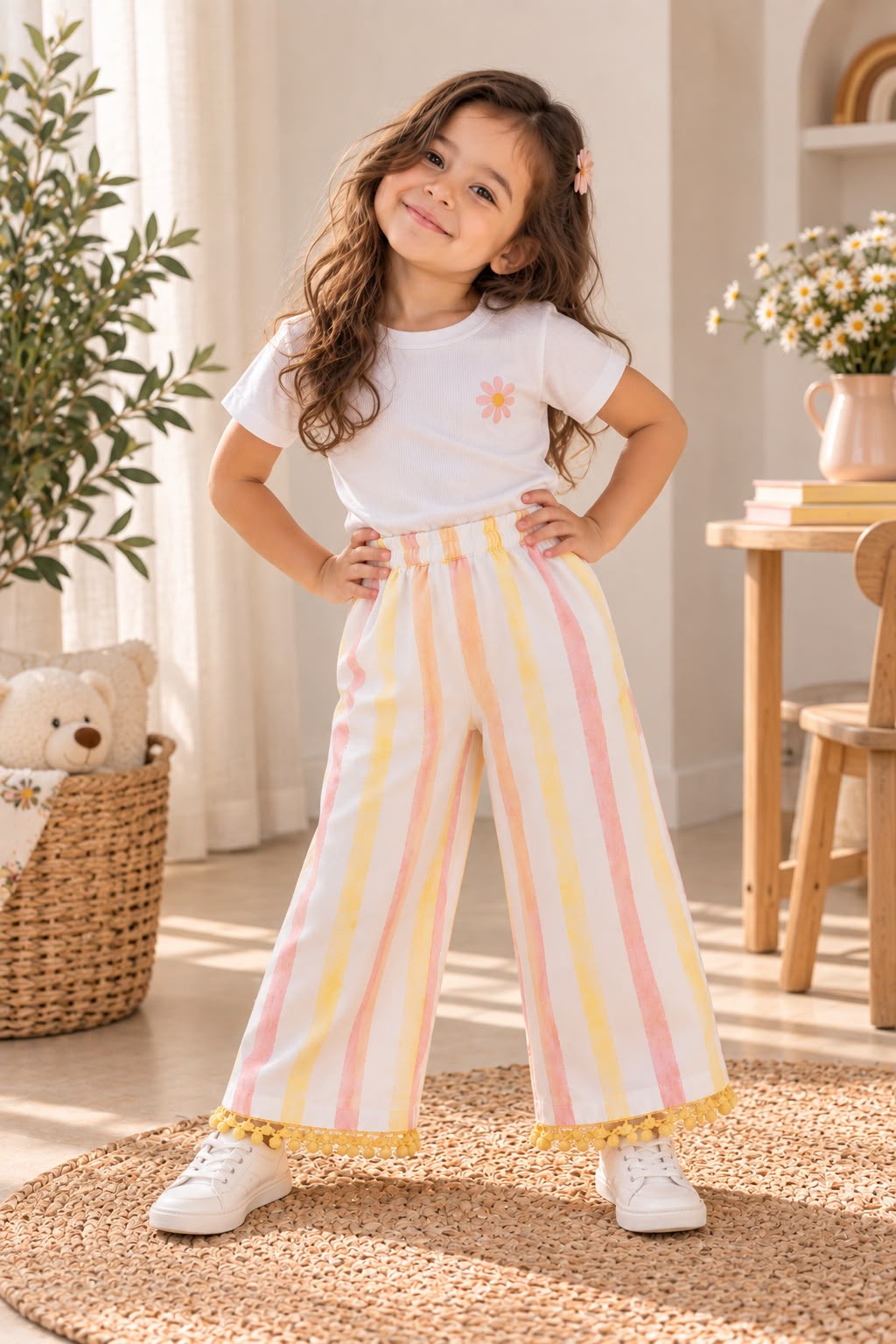 Yellow and Peach Striped Pants | Babies and Kids