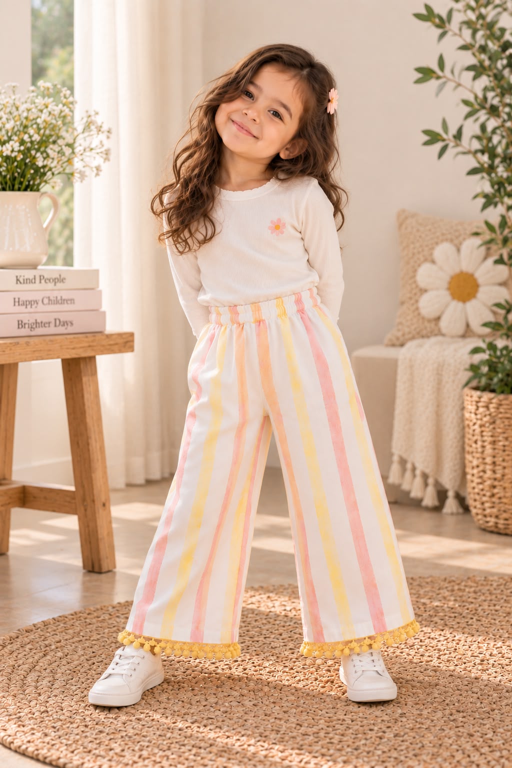Yellow and Peach Striped Pants | Babies and Kids