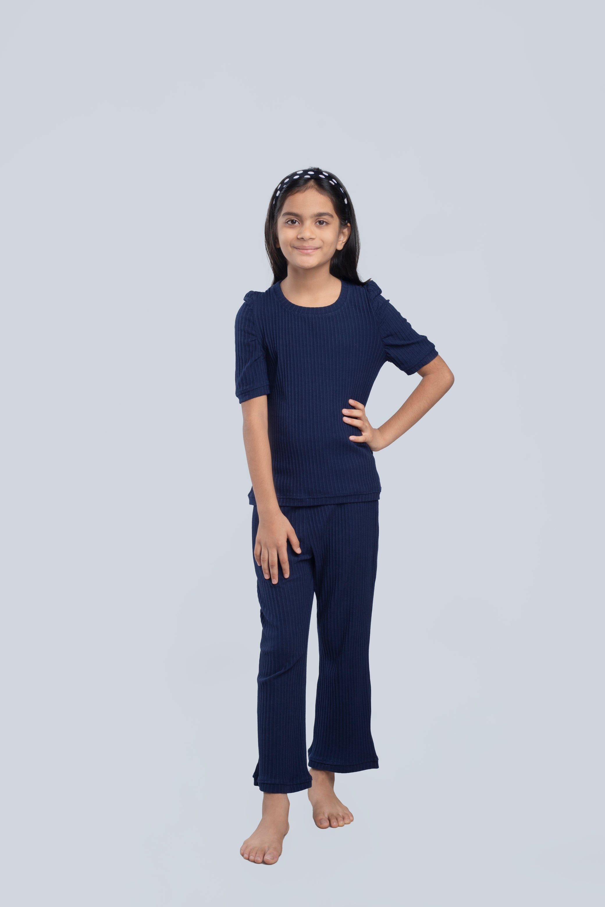 Navy Blue 100% Cotton Ribbed Set | Kids BabyAmour