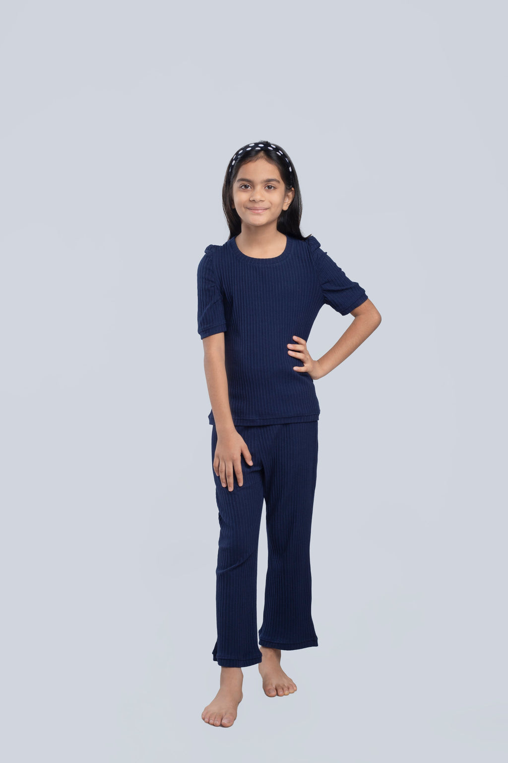 Navy Blue 100% Cotton Ribbed Set | Kids BabyAmour