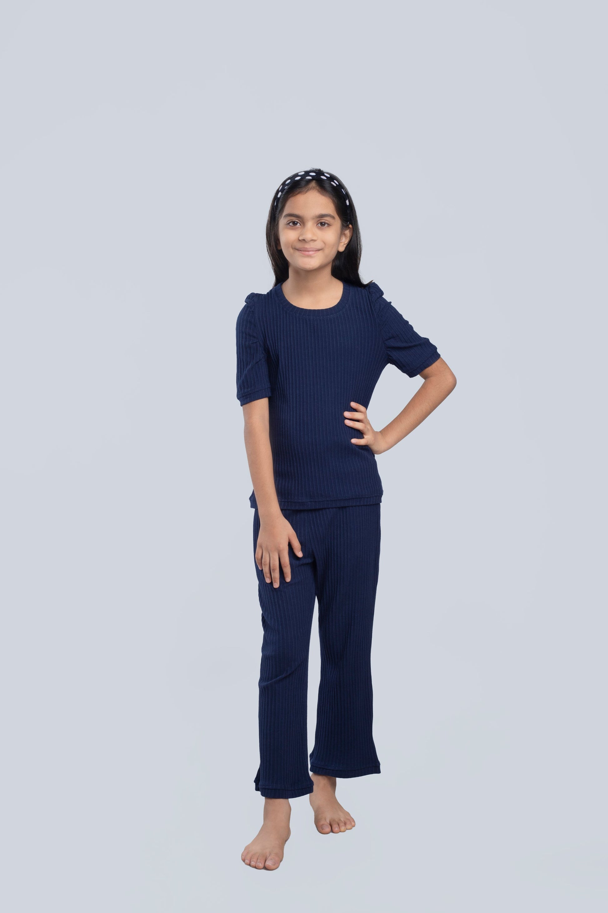 Navy Blue 100% Cotton Ribbed Set | Kids BabyAmour