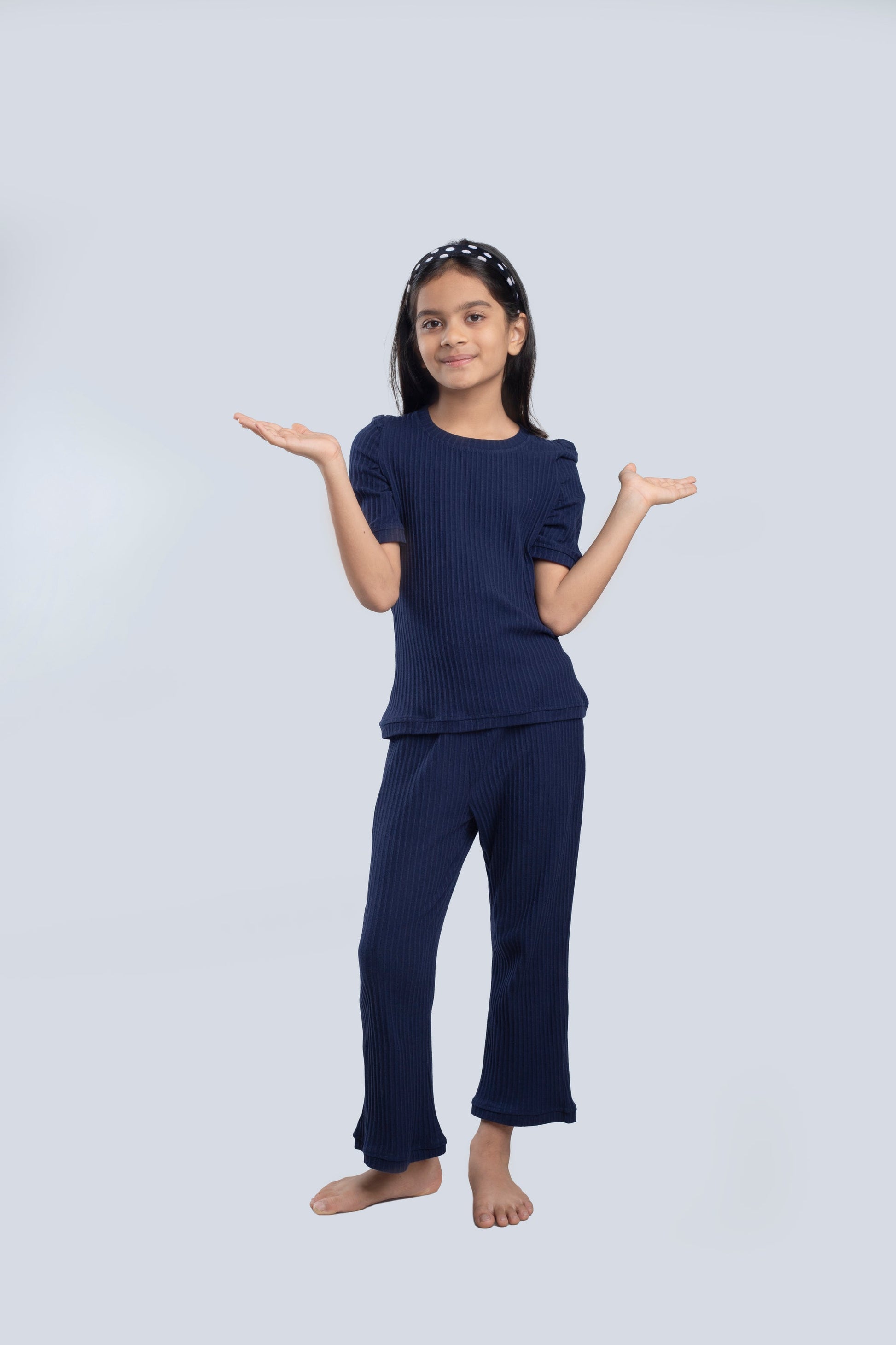 Navy Blue 100% Cotton Ribbed Set | Kids BabyAmour