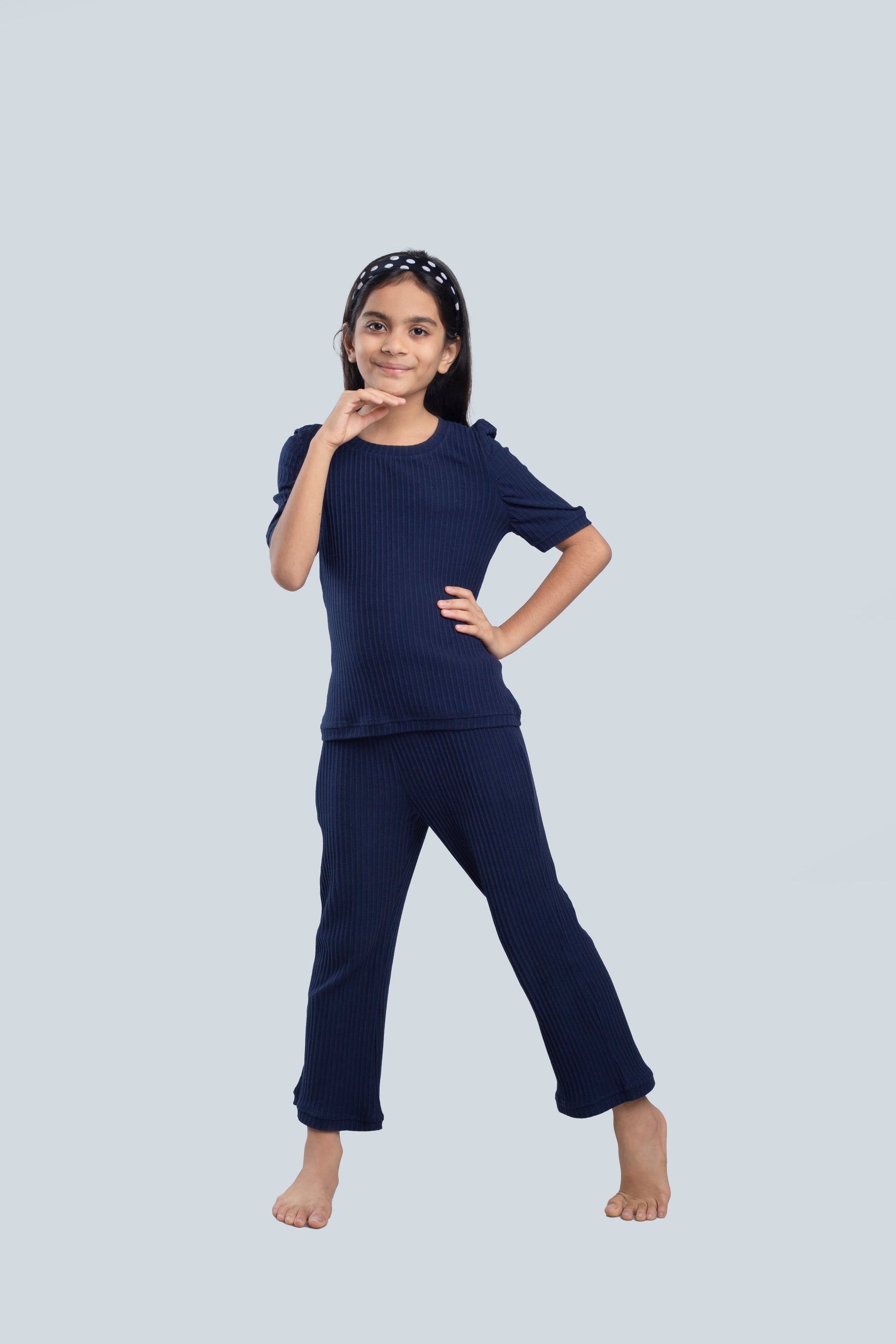 Navy Blue 100% Cotton Ribbed Set | Kids BabyAmour