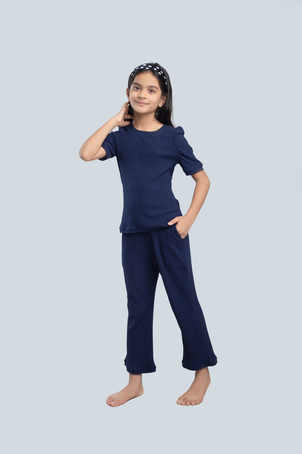 Navy Blue 100% Cotton Ribbed Set | Kids BabyAmour