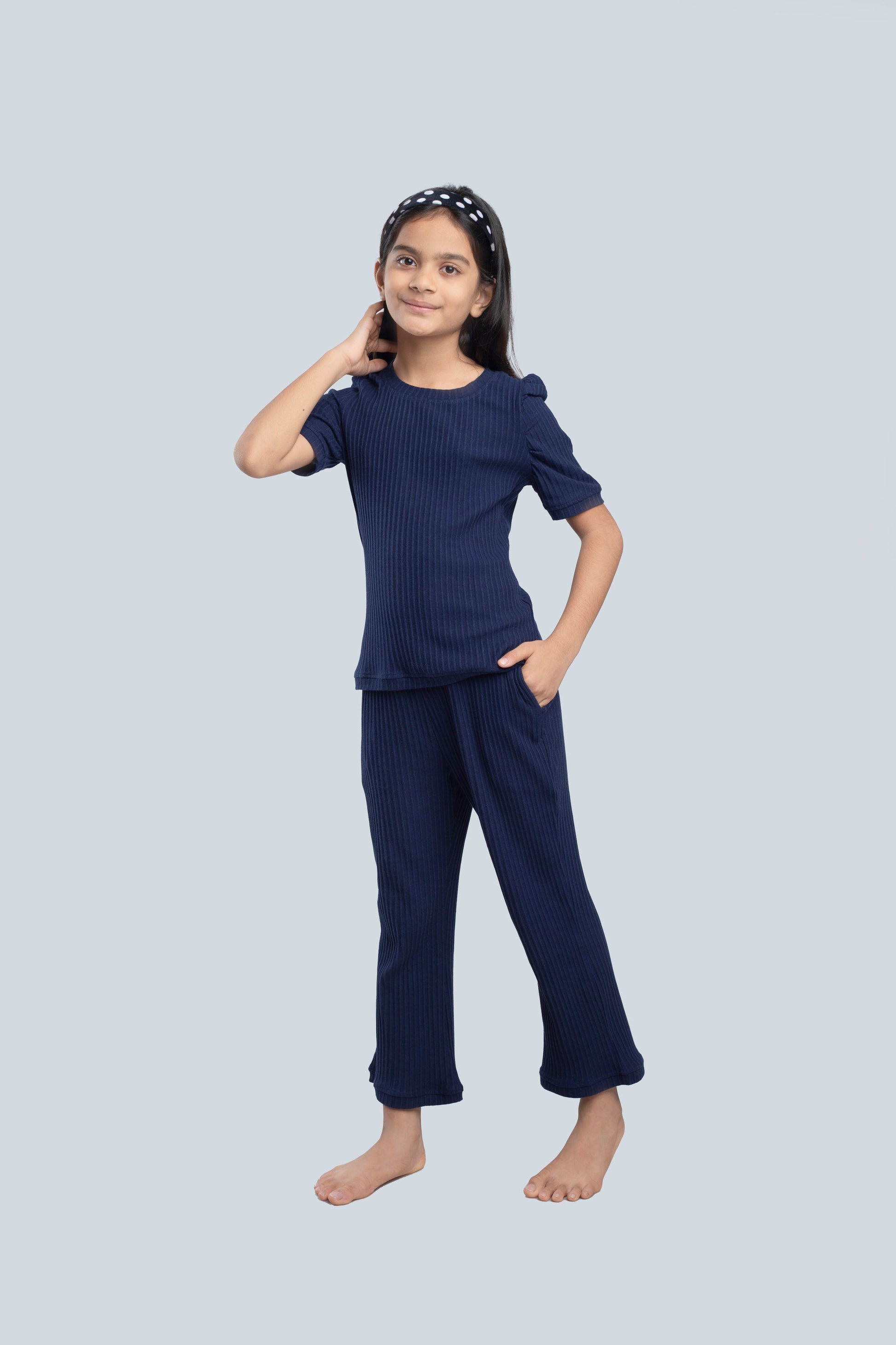 Navy Blue 100% Cotton Ribbed Set | Kids BabyAmour