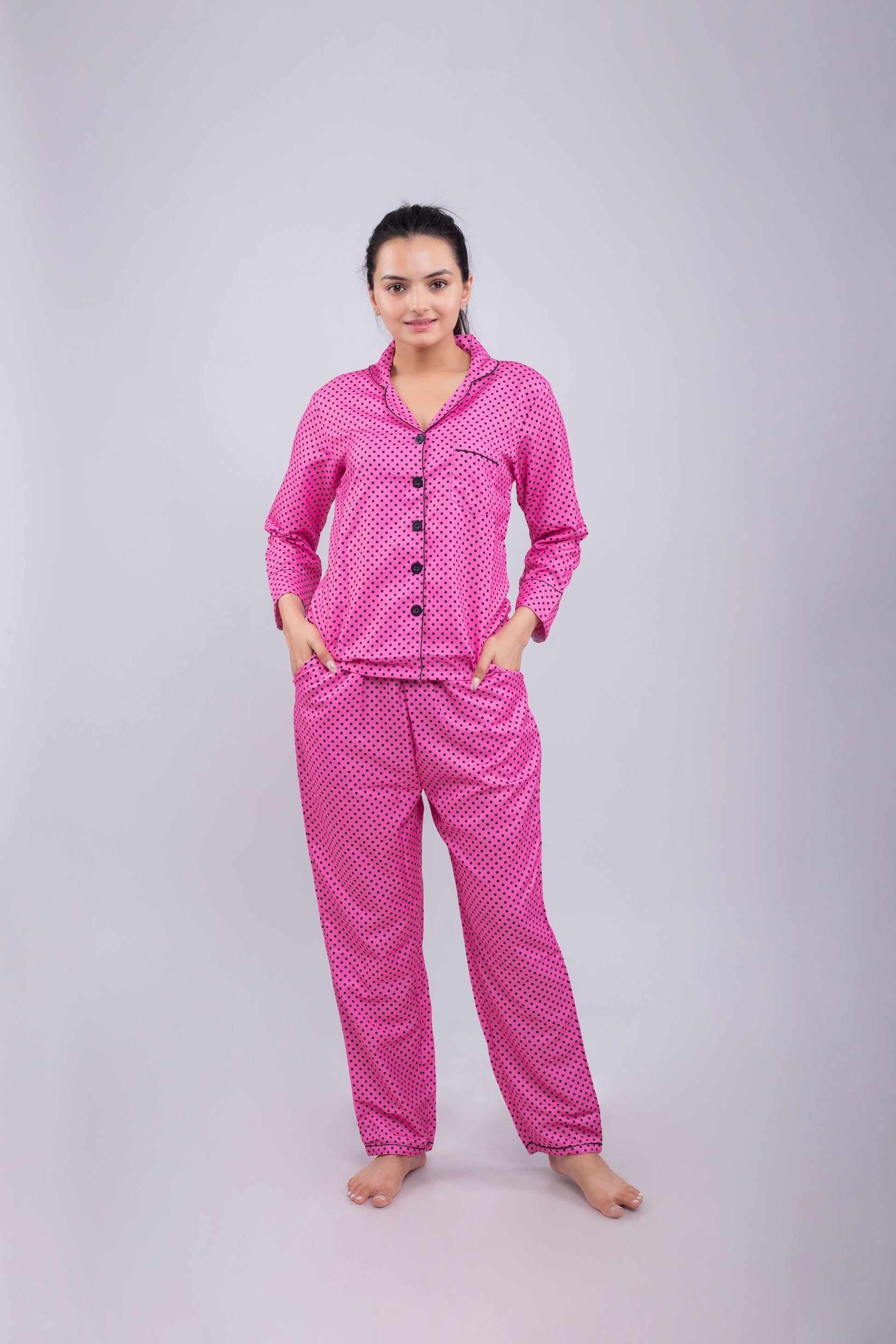 Pink Polka Nightsuit Set | Women My Store