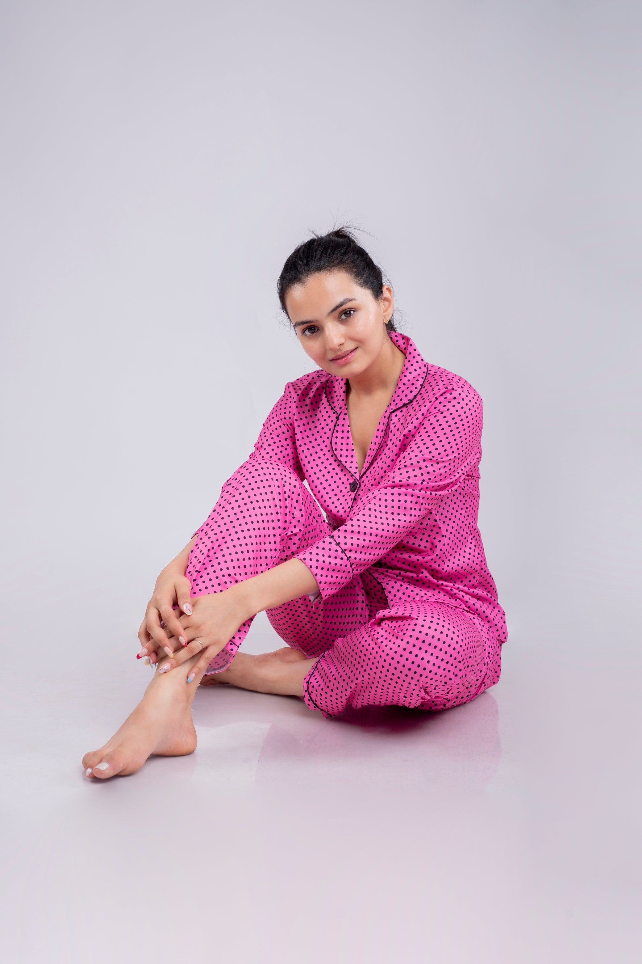 Pink Polka Nightsuit Set | Women My Store