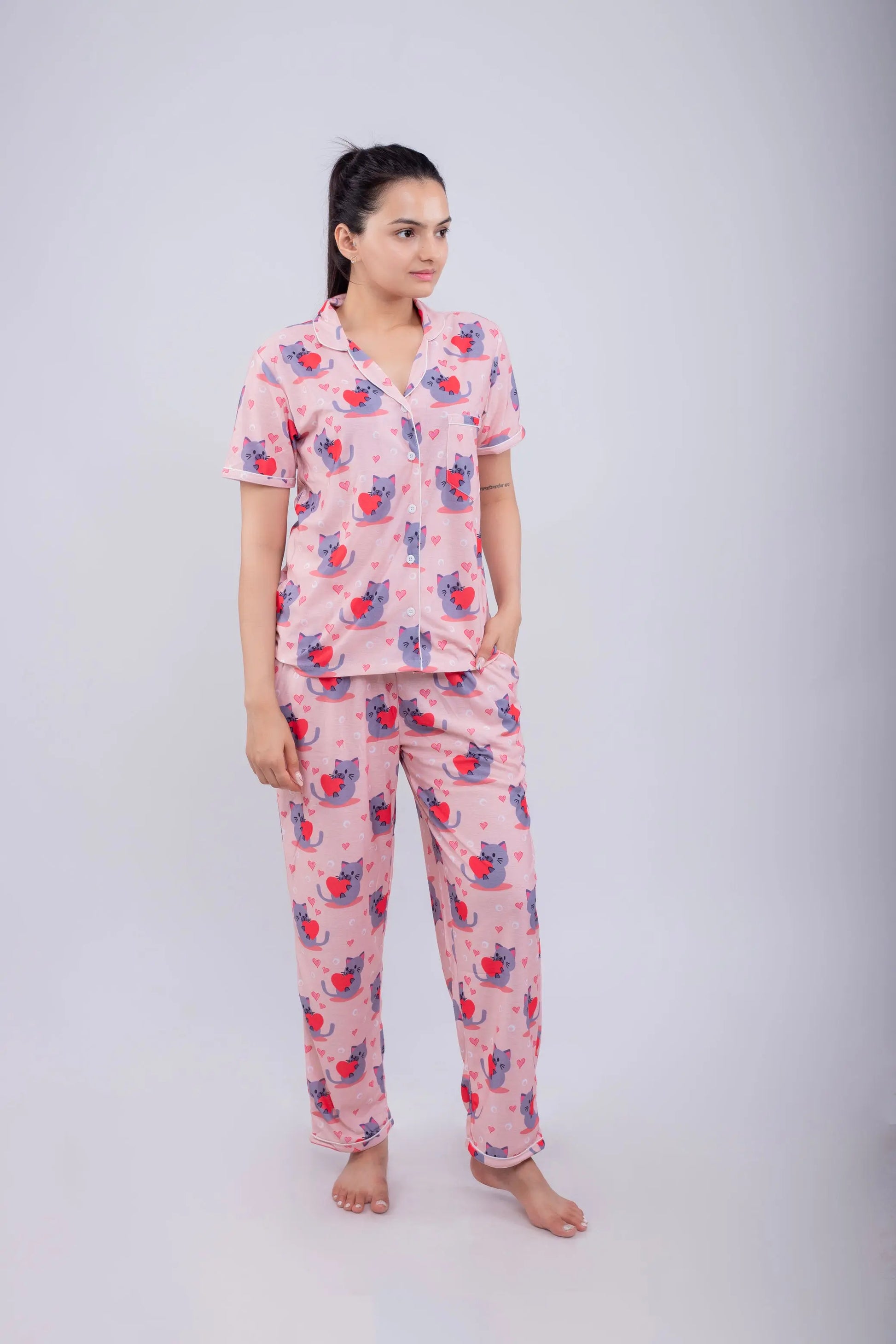 Love Kitty Nightsuit Set | Women - BabyAmour