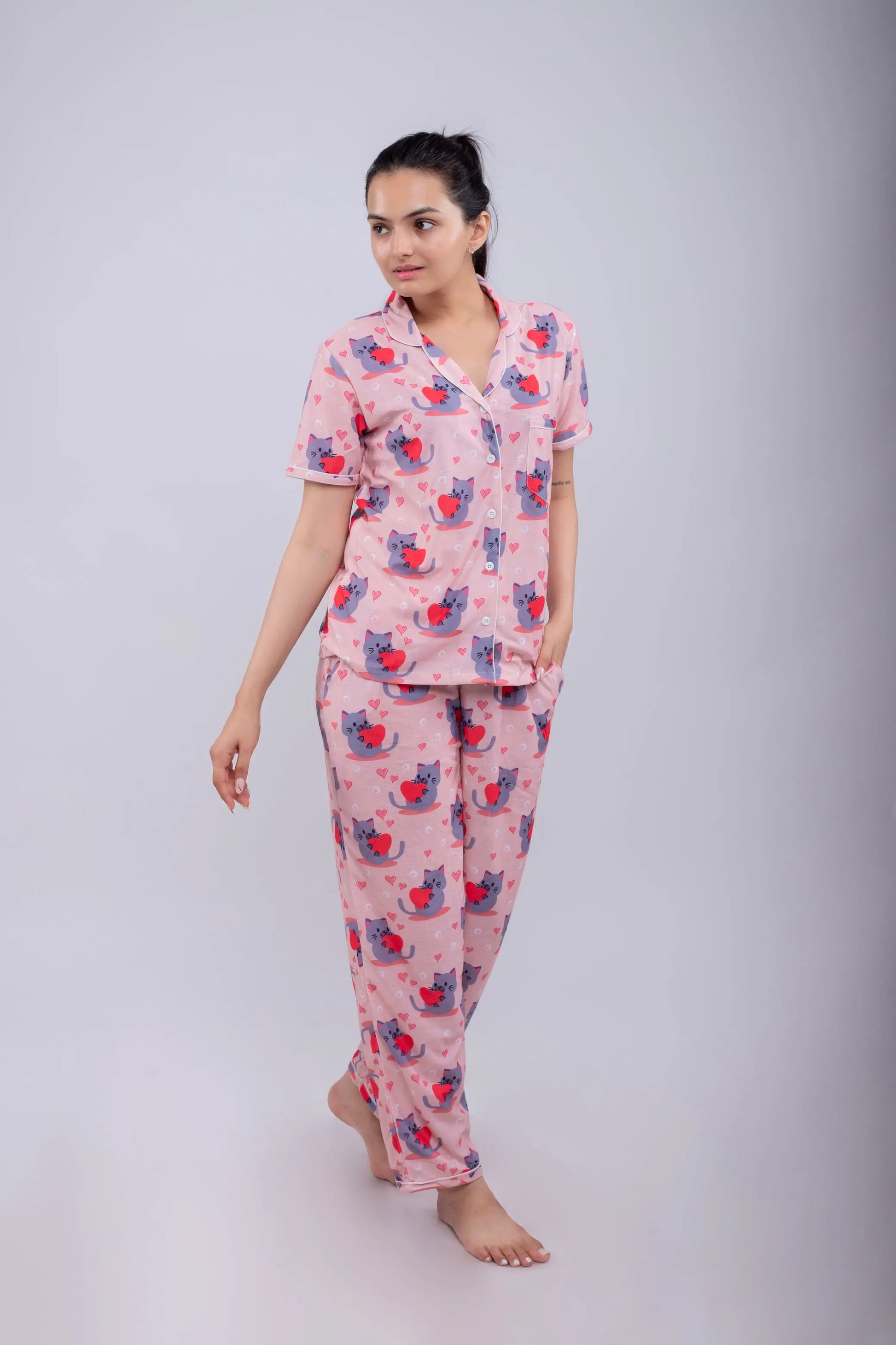 Love Kitty Nightsuit Set | Women - BabyAmour