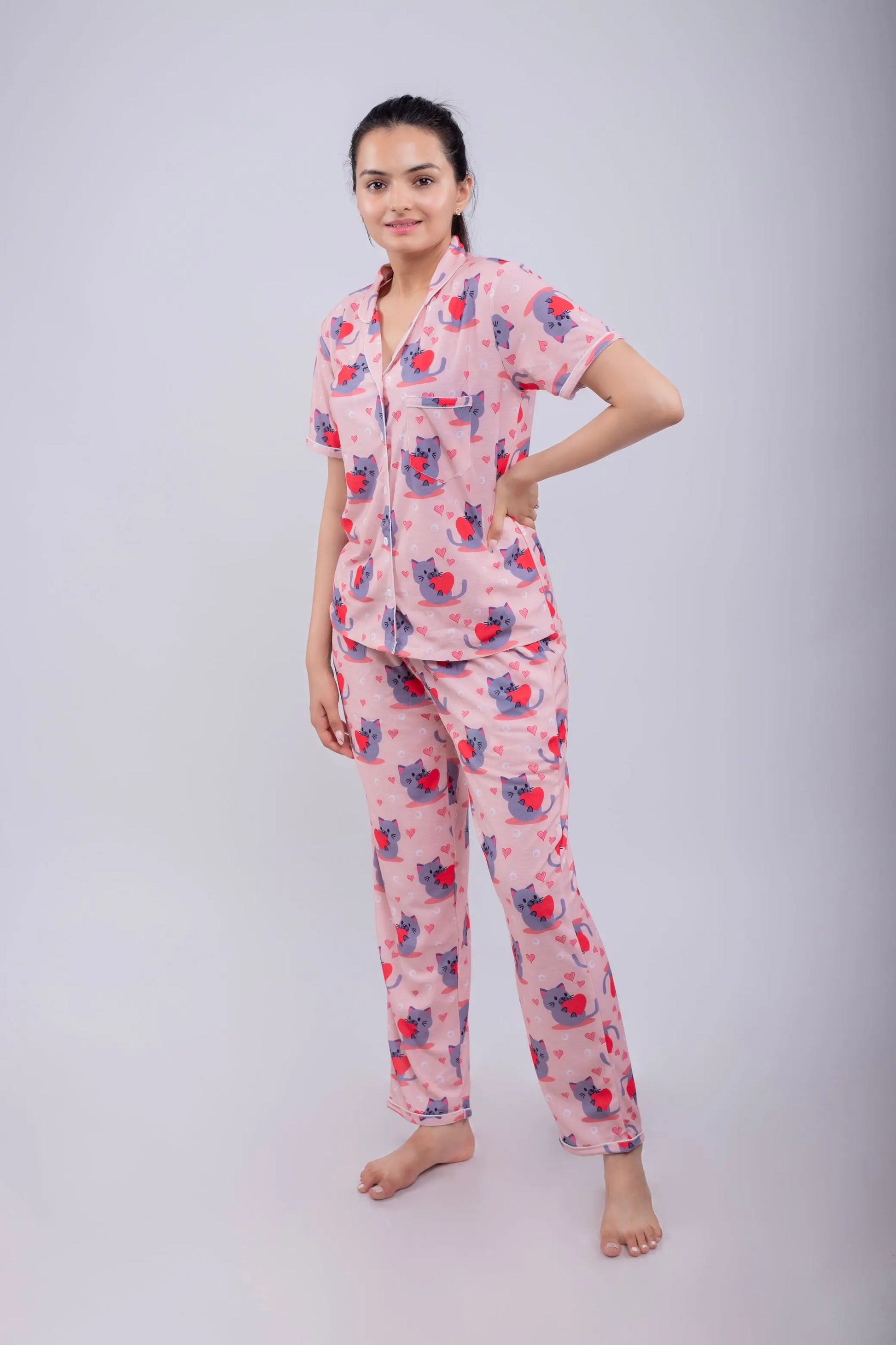 Love Kitty Nightsuit Set | Women - BabyAmour
