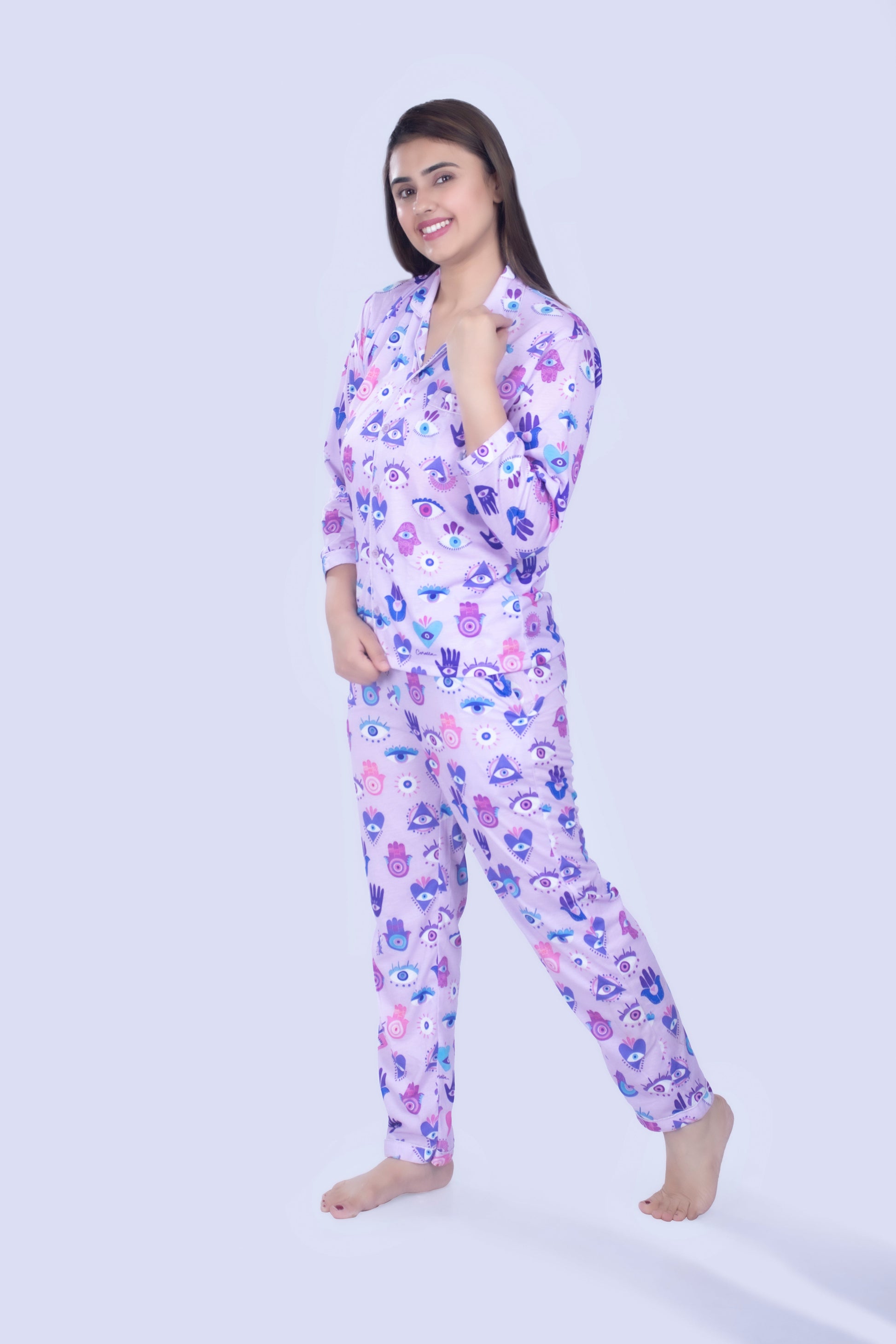 Evil-Eye Full Sleeves Nightsuit Set | Women BabyAmour