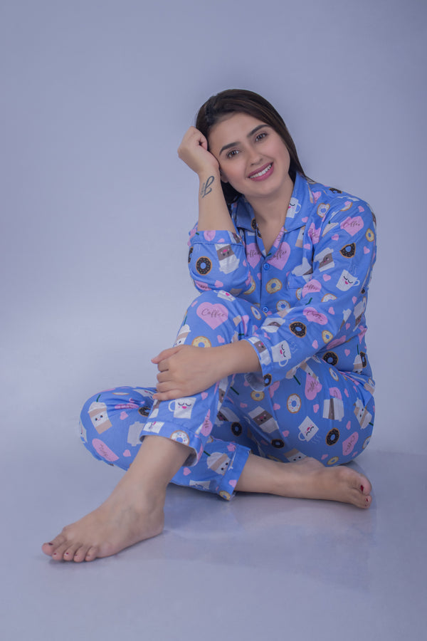 Brewtiful Morning Full Sleeves Nightsuit Set | Women BabyAmour