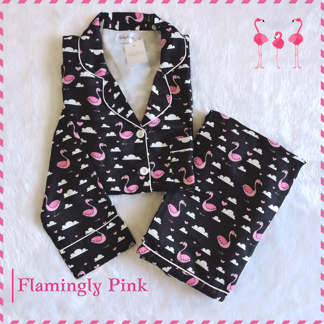 Flamingly Pink Full Sleeves Nightsuit Set| Babies & Kids BabyAmour