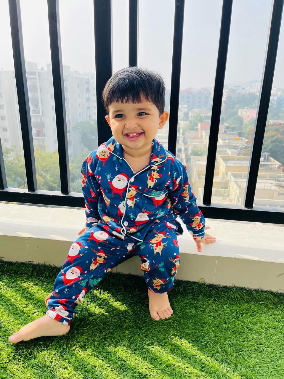 Santa Soiree Full Sleeves Nightsuit Set | Babies & Kids - BabyAmour