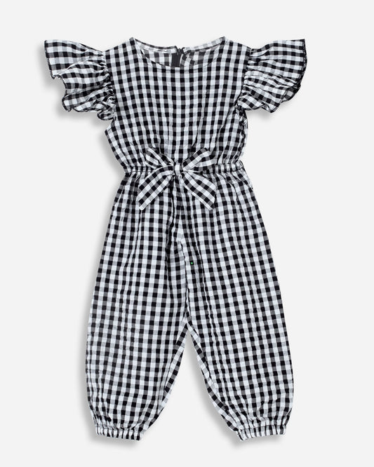Black and White Checked Jumpsuit | 100% Cotton BabyAmour
