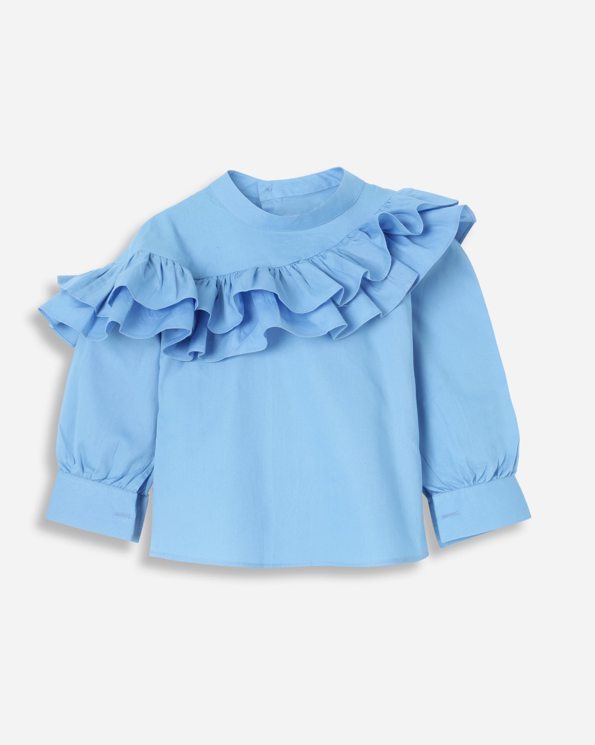 100% Cotton Blue Frilled Top | Babies and Kids BabyAmour
